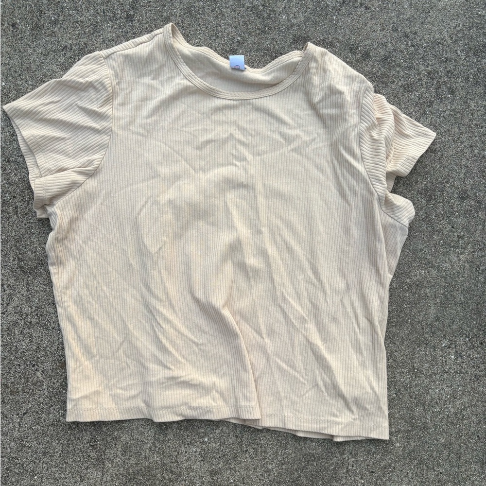 Old Navy Cream Ribbed Crop Top
